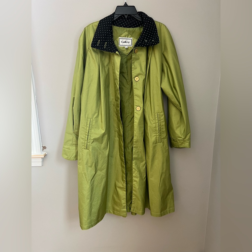 Gallery Lime Green Trench Coat with Contrast Collar